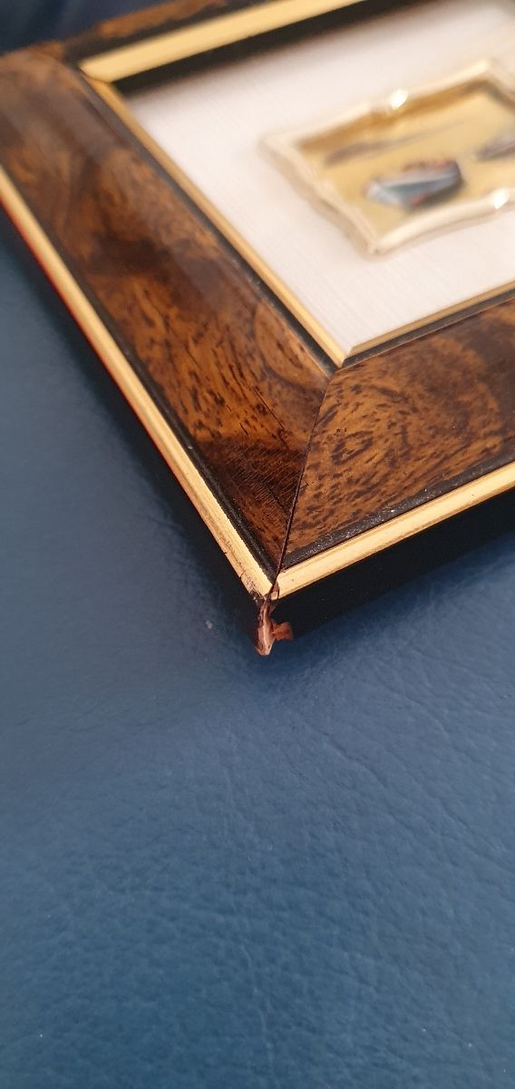 Quadretto vintage dipinto su foglia oro