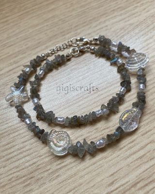 Duo pulsera y tobillera artesanal de labradorita