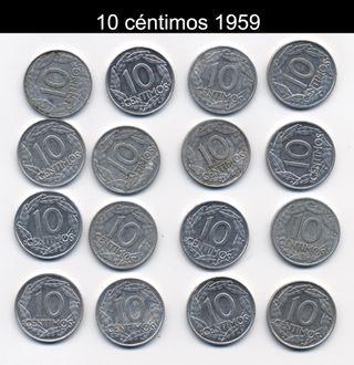 16 Monedas 10 céntimos Franco 1959. Todas 1€