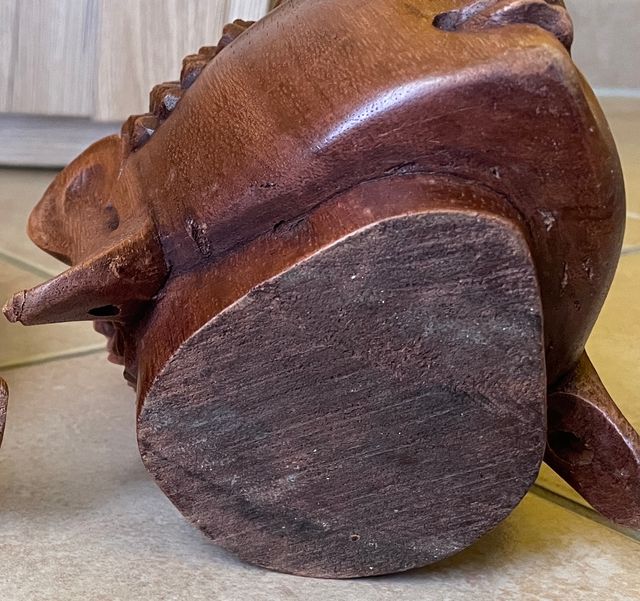 Statuetta Legno Scultura Viso Buddha