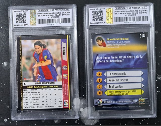 2 CARDS DE MESSI FC BARCELONA - AGMGRADING - MDC
