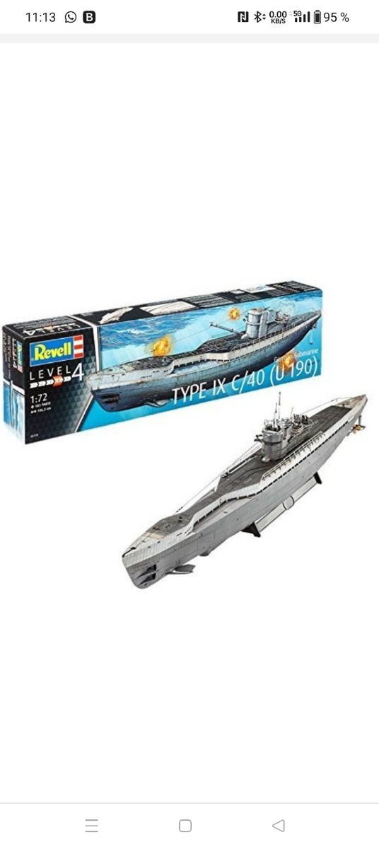 Submarino alemán type ix c/40 1/72 revell