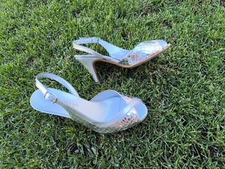 Sandalias de tacón plateadas