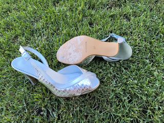 Sandalias de tacón plateadas