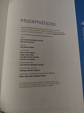 Libro Matematicas 4 Saber Hacer Santilla