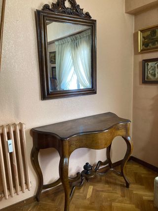 Mesa consola madera noble  nogal