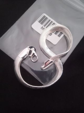 Brazalete Serpiente Plata Ley 925 20cm 5mm NUEVO 