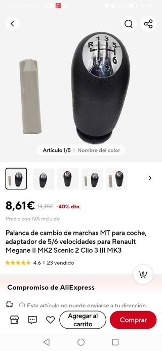 Pomo marchas Renault Megane MK2