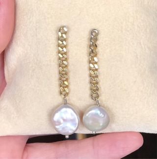 Pendientes de plata con perlas chapado en oro 