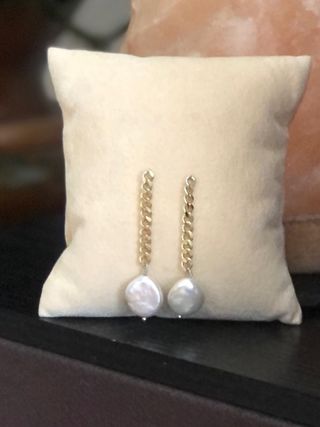 Pendientes de plata con perlas chapado en oro 