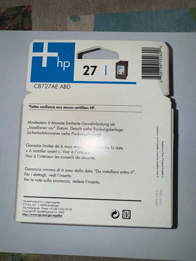 Cartucho impresora HP 27 negro