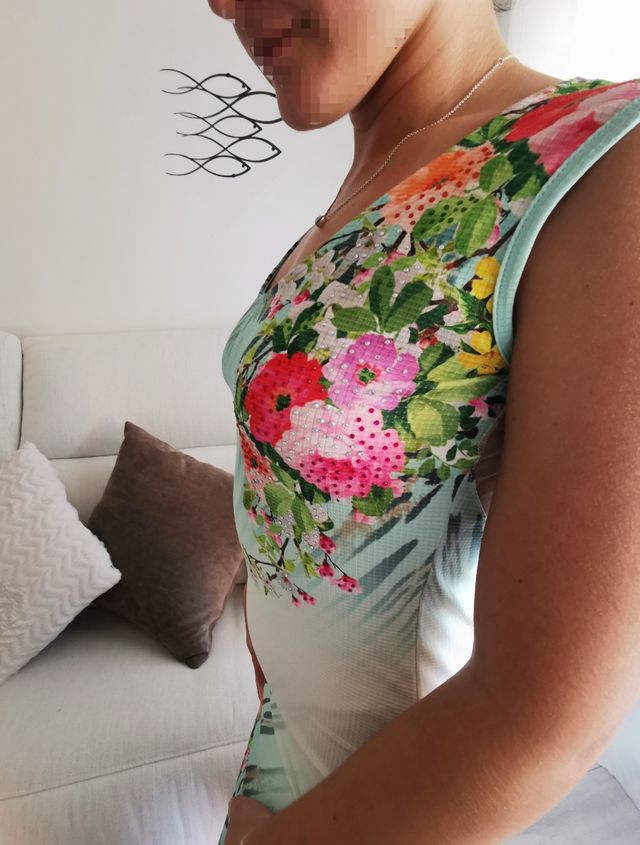 Vestido verde turquesa calado