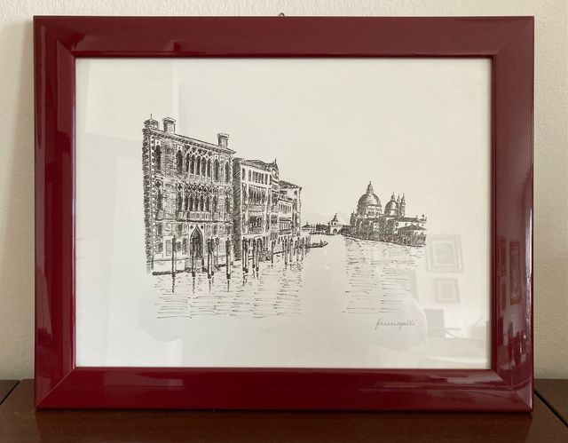 Stampa di Venezia con cornice bordeaux