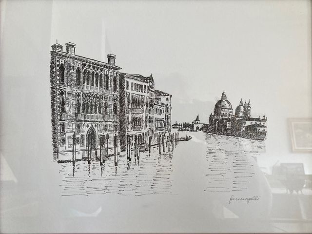 Stampa di Venezia con cornice bordeaux