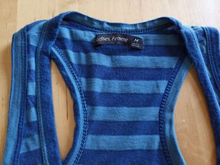Camiseta tirantes espalda nadadora rayas azul Left