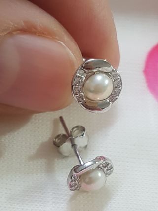 Pendientes Perla De Plata De Ley 925