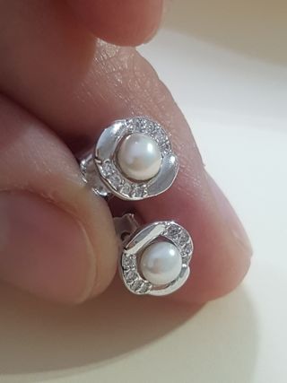 Pendientes Perla De Plata De Ley 925