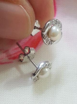 Pendientes Perla De Plata De Ley 925