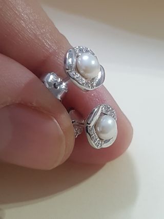 Pendientes Perla De Plata De Ley 925