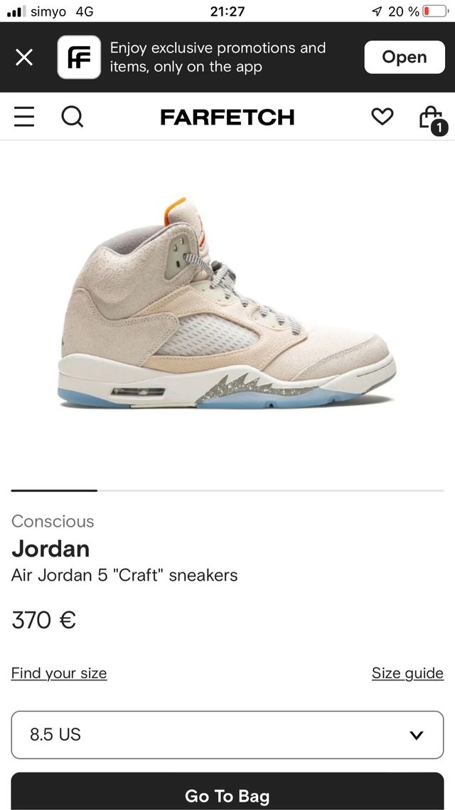 Jordan 5 craft talla 42.5