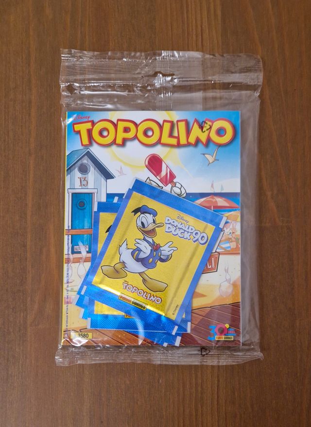 Topolino 3580 con 4 bustine album Donald Duck 90