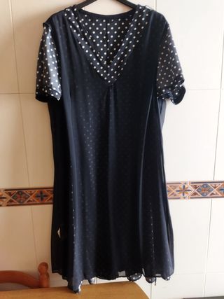 Vestido lunares azul marino,antea
