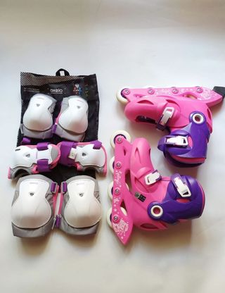 Set pattini roller bambina + protezioni 