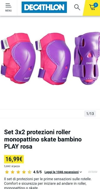 Set pattini roller bambina + protezioni 