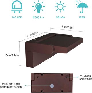 2 Lamparas de pared exterior/interior LED 24W