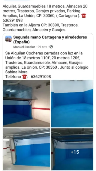Garaje, Trasteros, Guardamueble la Unión y Aljorra
