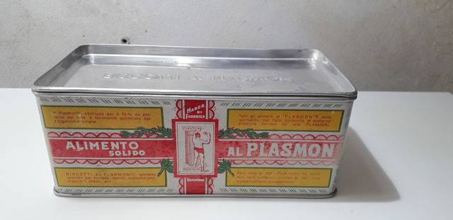 scatola latta biscotti plasmon