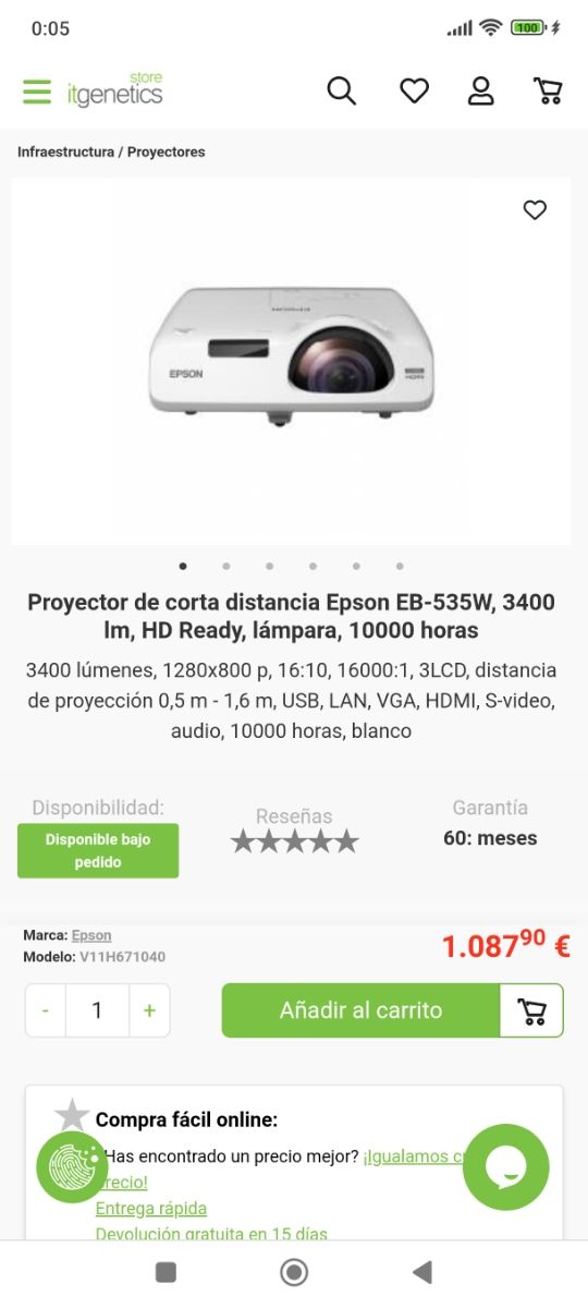 Proyector Epson EB-535W