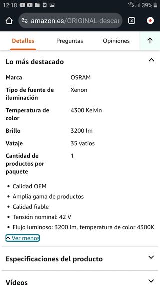 BOMBILLAS DE XENON OSRAM D3S ORIGINALES