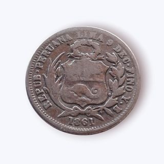 Moneda 1 real 1861 Perú - Plata