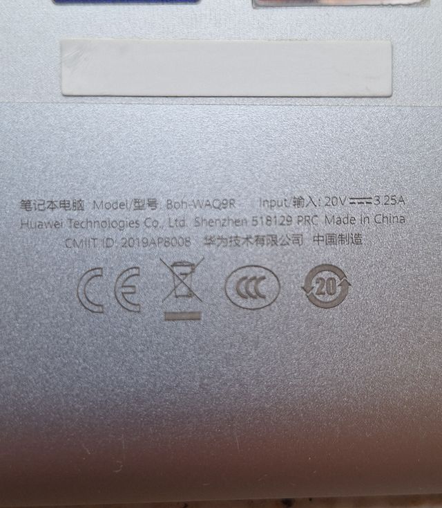 Tapa inferior huawei matebook D15 BOH