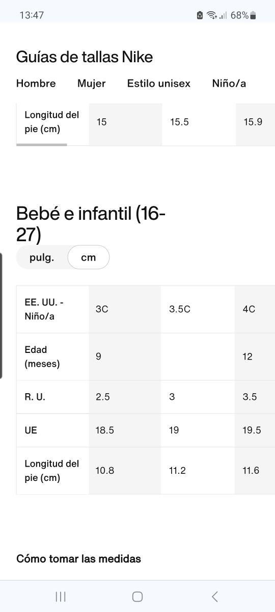 Bambas Nike Bebe 6-9 meses