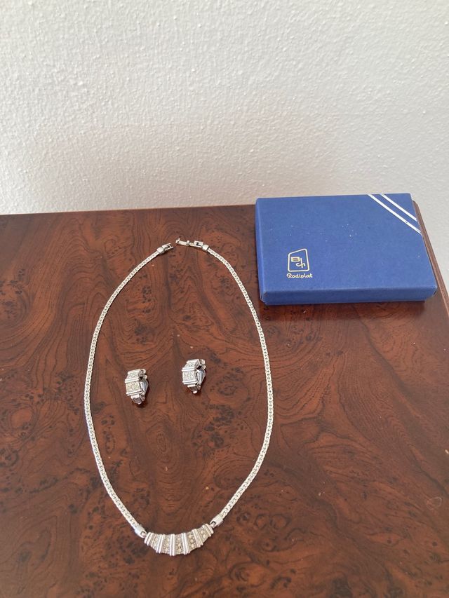 Gargantilla de Rodio y Pendientes