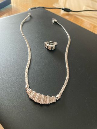 Gargantilla de Rodio y Pendientes