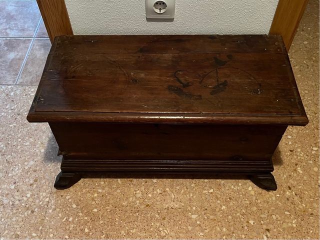 Baul de madera de finales del siglo XIX Vintage