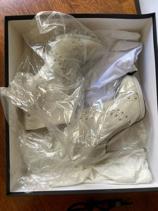 Botas tacones beige blanco Pinko