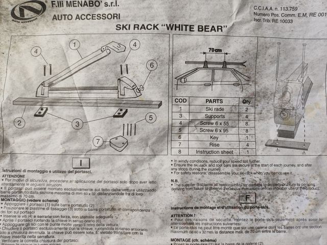 Barra portaequipajes Menabo