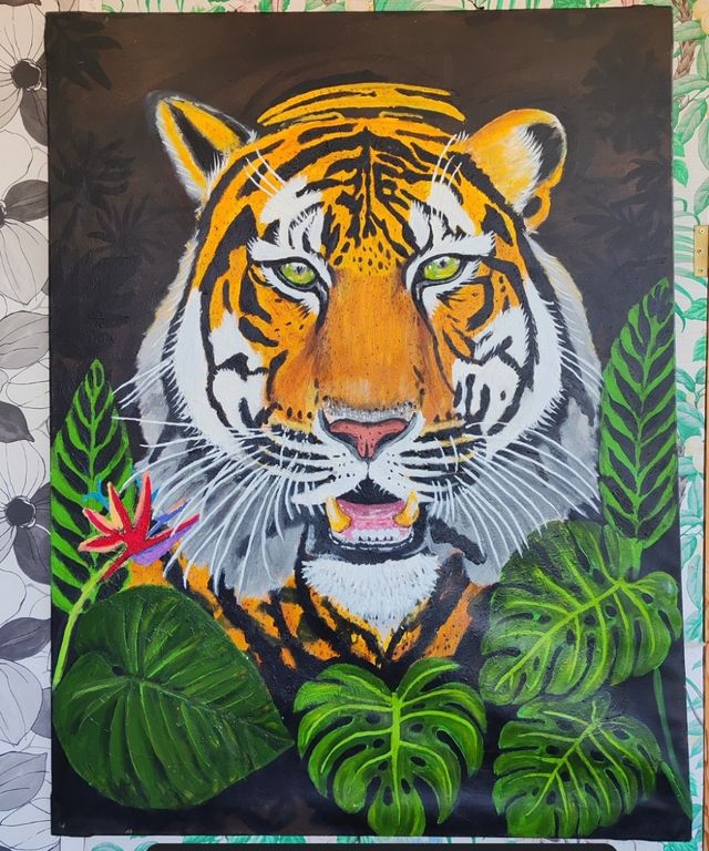 Pintura de tigre óleo sobre lienzo