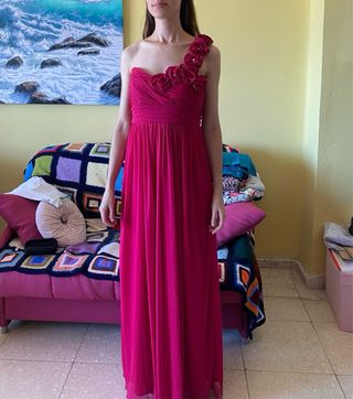 Vestido largo fiesta rosa fucsia Fórmula Joven