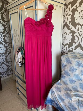 Vestido largo fiesta rosa fucsia Fórmula Joven