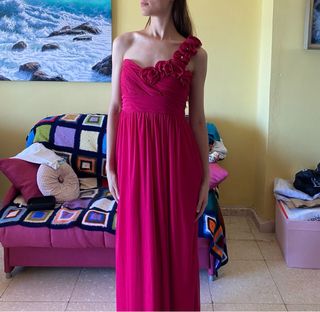 Vestido largo fiesta rosa fucsia Fórmula Joven