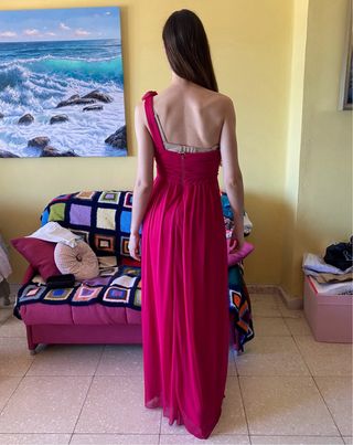 Vestido largo fiesta rosa fucsia Fórmula Joven