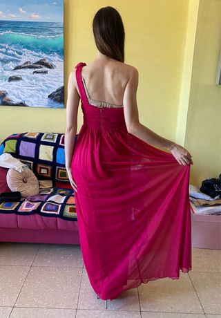 Vestido largo fiesta rosa fucsia Fórmula Joven
