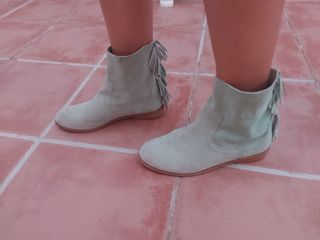 Botines de piel azul clarito