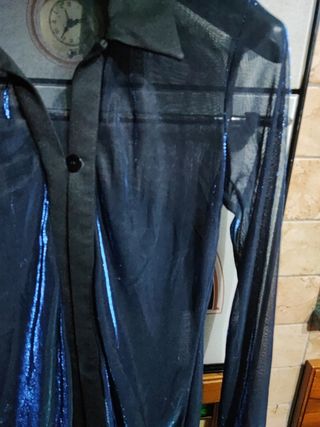 Camicia donna laminata blu e nero