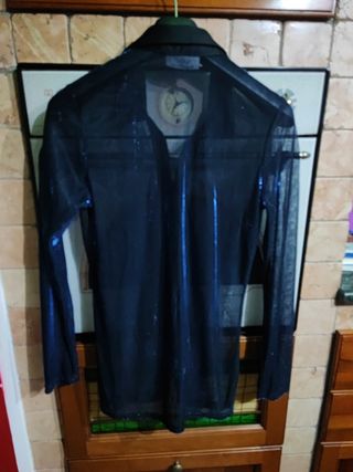 Camicia donna laminata blu e nero